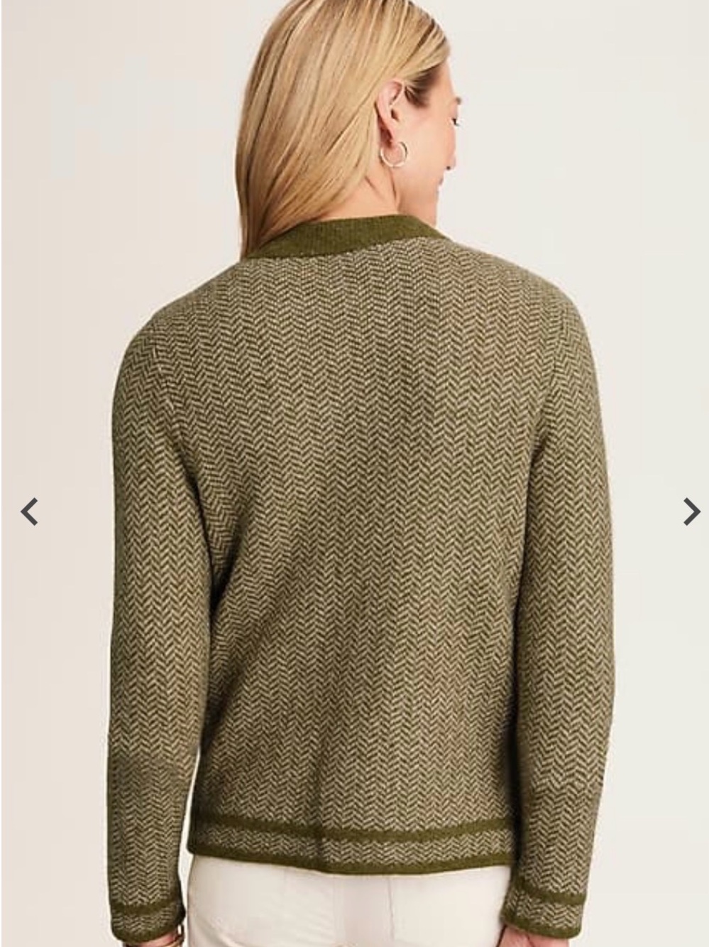 J Jill Cardigan Sweater 2X Green Herringbone Wool Blend Button Front - Picture 3 of 12